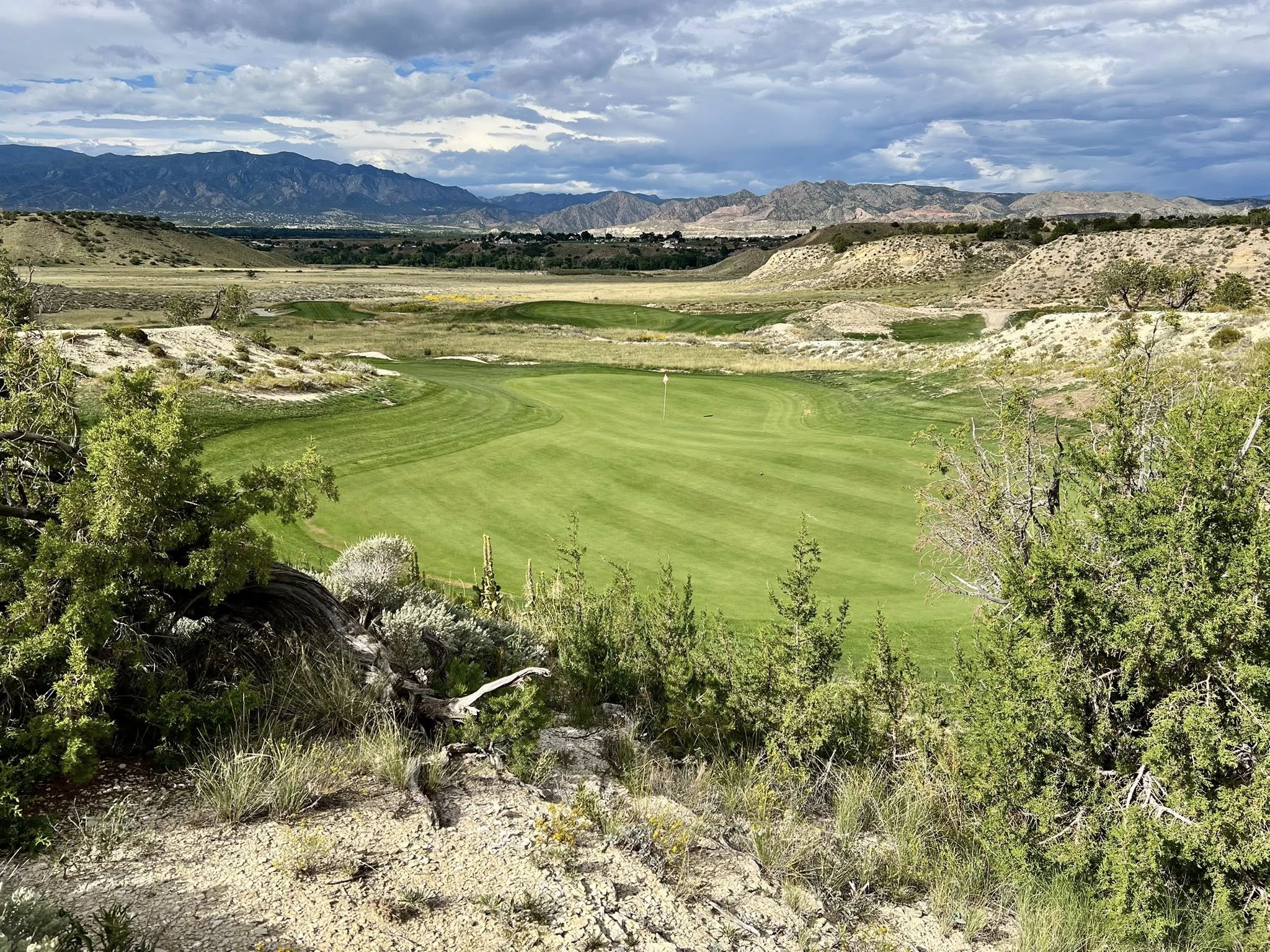 Manicured golf course green